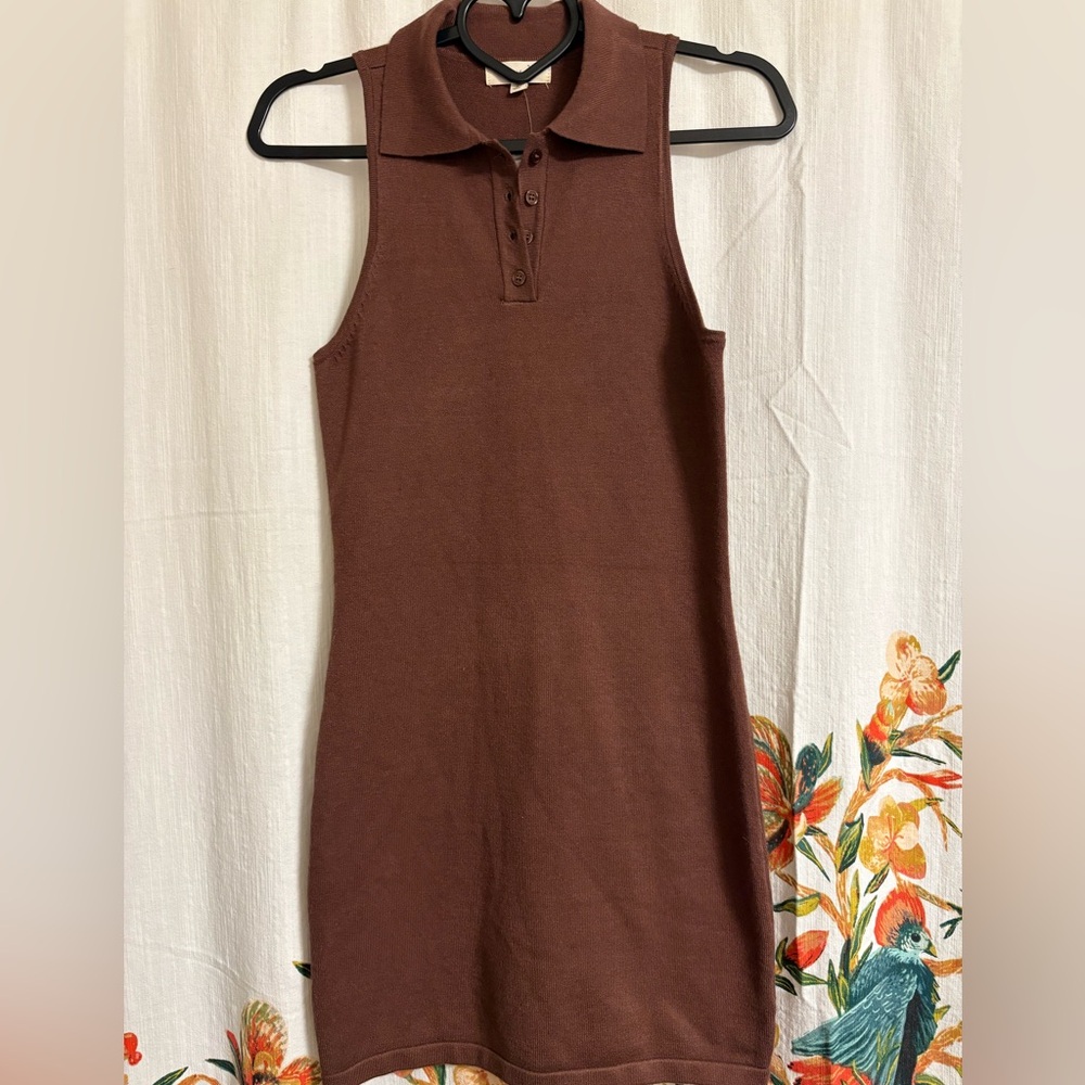 NWT PacSun L.A. Hearts Brown Collared Sleeveless Knit Sweater Dress. Size S